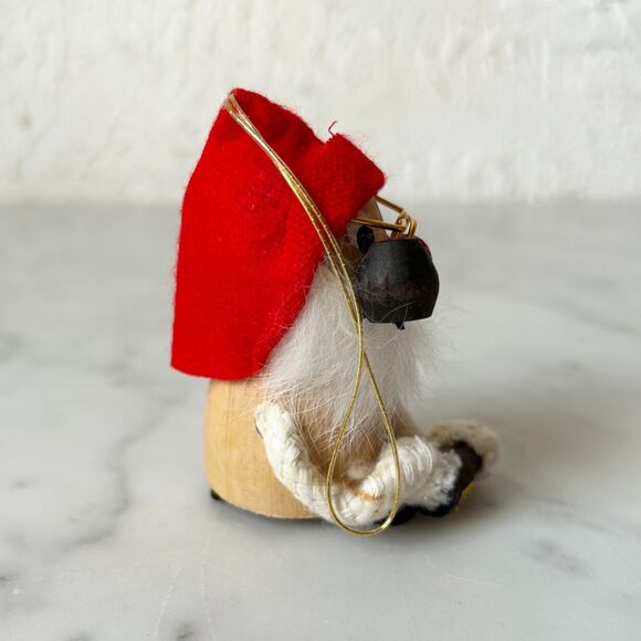 Vintage Kurt Adler Santa Gnome with Glasses and Bottle Wooden Christmas Ornament - Picture 3 of 7